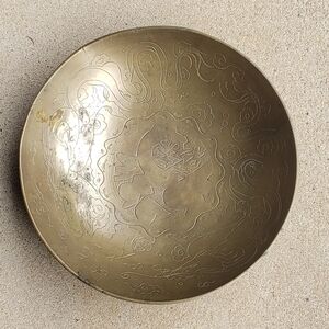 Engraved Brass Decorative Bowl 12"